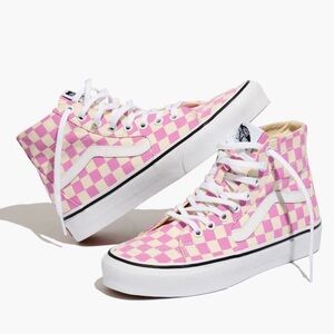 Vans Pink & Cream Checkerboard High Top Sneakers